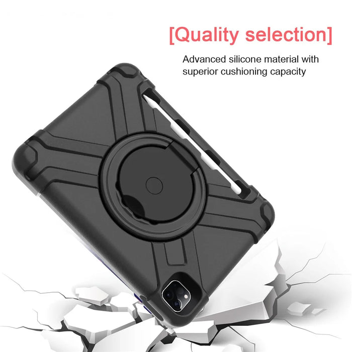 For Apple iPad Air (2020) / Air (2022) / Pro 11-inch (2022) / (2021) / (2020) 360-degree Swivel Kickstand PC + TPU Hybrid Tablet Case - Black - 2