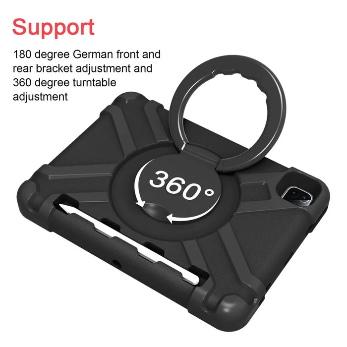 For Apple iPad Air (2020) / Air (2022) / Pro 11-inch (2022) / (2021) / (2020) 360-degree Swivel Kickstand PC + TPU Hybrid Tablet Case - Black - 4