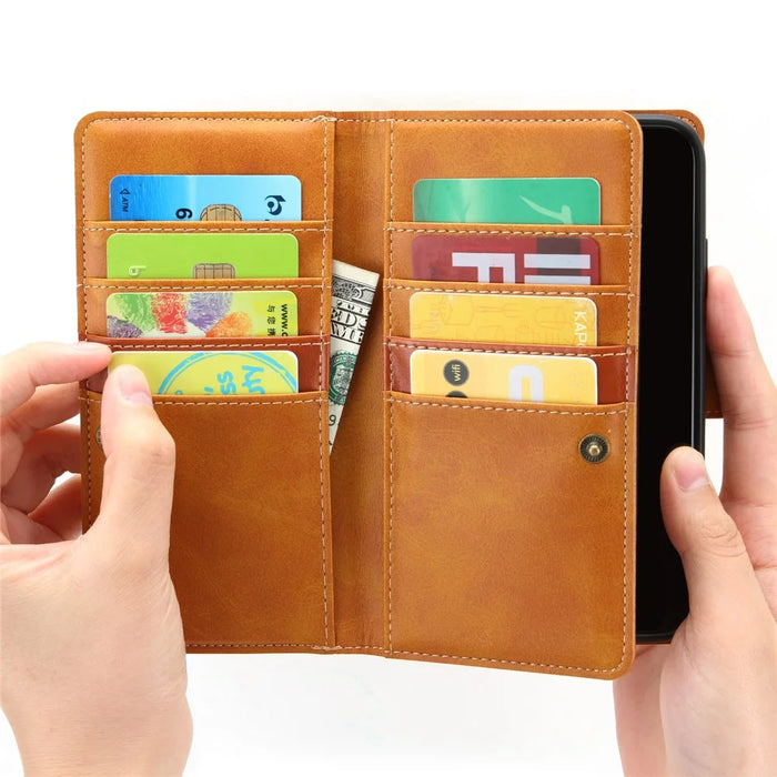 Multiple Card Slots Split Leather Phone Cover Case for iPhone 11 Pro 5.8-inch - Brown - 6