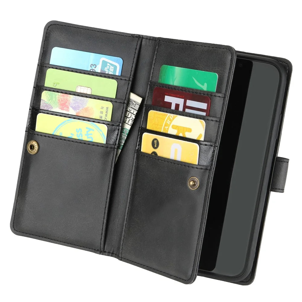 Multiple Card Slots Split Leather Phone Cover Case for iPhone 11 6.1-inch - Black - 3