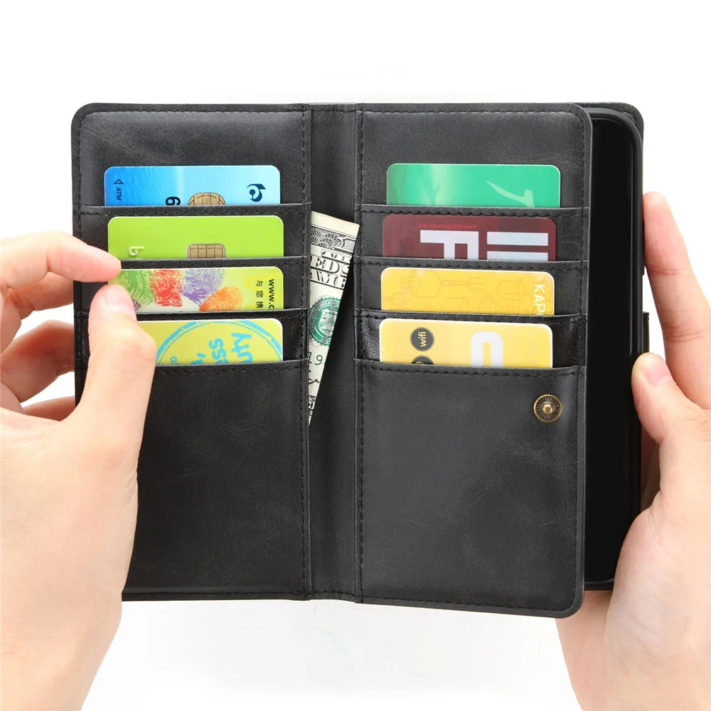 Multiple Card Slots Split Leather Phone Cover Case for iPhone 11 6.1-inch - Black - 4
