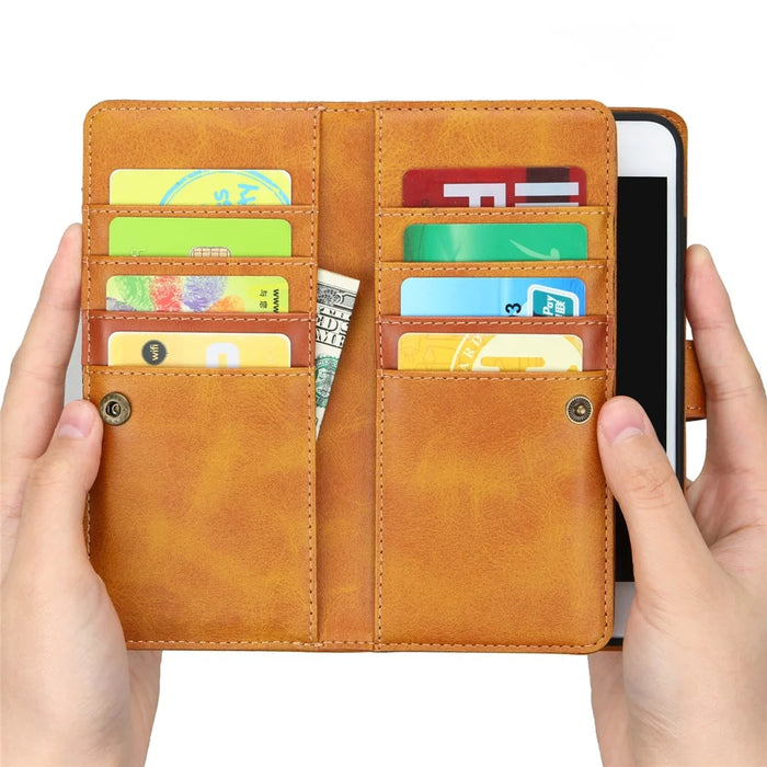 Shockproof Split Leather Phone Cover Cellphone Protection Case With Multiple Card Slots for iPhone 8 / 7 / SE (2022)/SE (2020) - Brown - 6