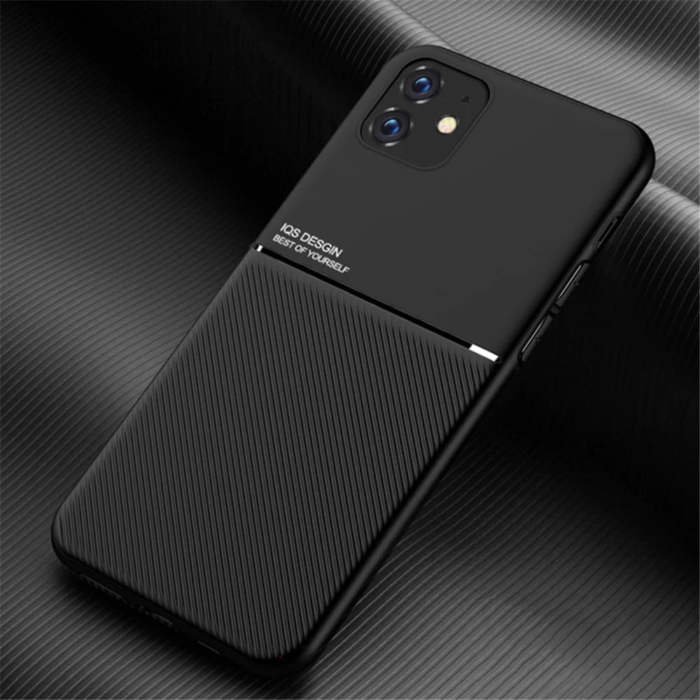 Minimalist Business Style Leather Coated TPU Phone Cover for iPhone 11 6.1 inch - Black - 1