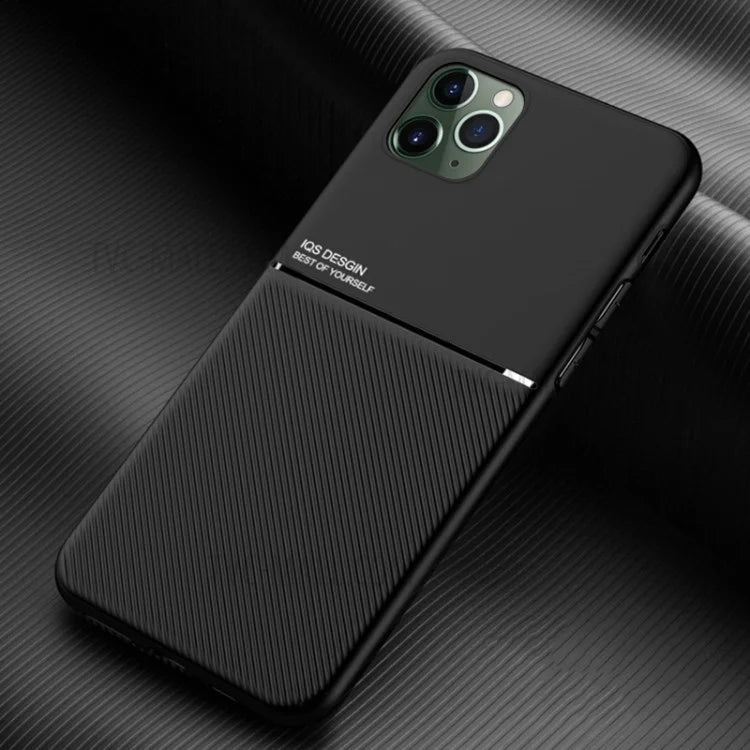 Minimalist Business Style Leather Coated TPU Phone Casing for iPhone 11 Pro Max 6.5 inch - Black - 1