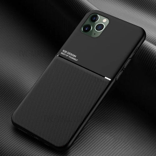 Minimalist Business Style Leather Coated TPU Phone Casing for iPhone 11 Pro Max 6.5 inch - Black - 1