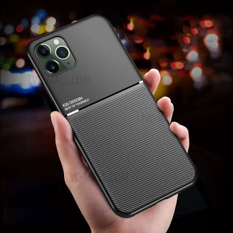 Minimalist Business Style Leather Coated TPU Phone Casing for iPhone 11 Pro Max 6.5 inch - Black - 2