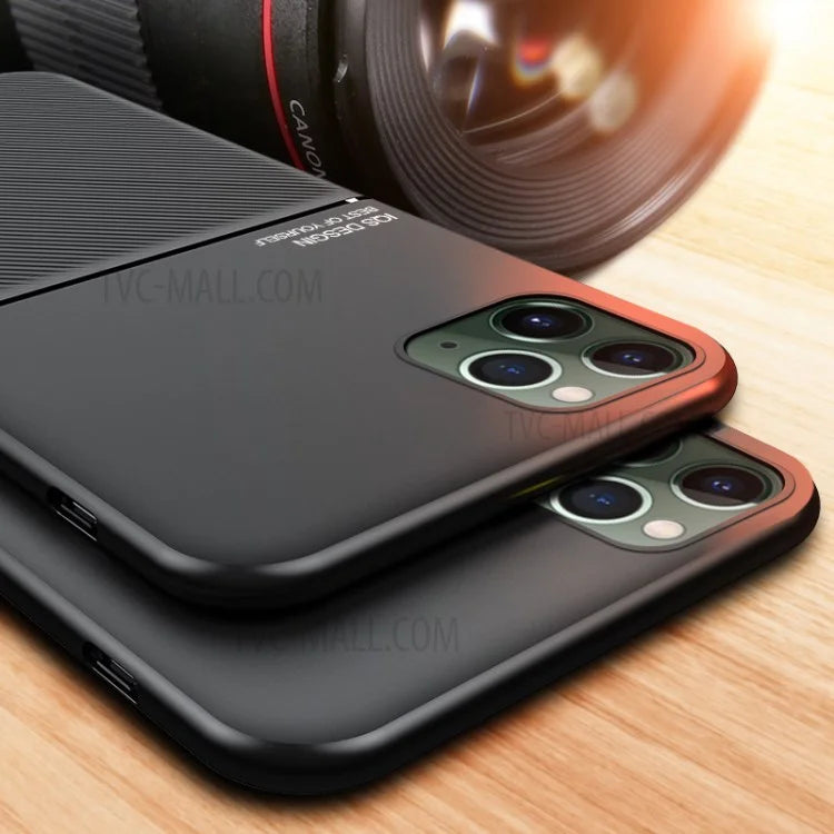 Minimalist Business Style Leather Coated TPU Phone Casing for iPhone 11 Pro Max 6.5 inch - Black - 4