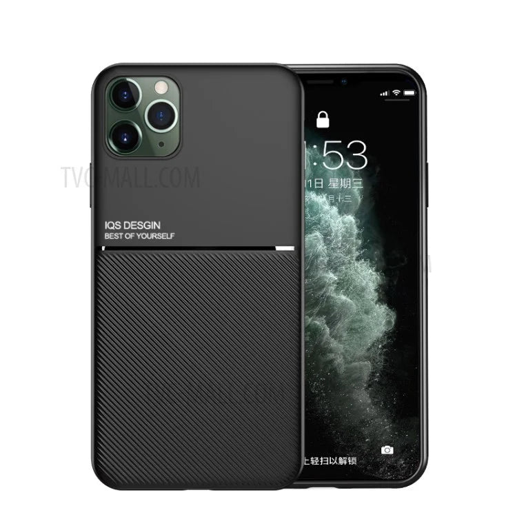 Minimalist Business Style Leather Coated TPU Phone Casing for iPhone 11 Pro Max 6.5 inch - Black - 5