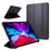 For iPad Pro 11-inch (2022) / (2021) / (2020) Tri-fold Leather Stand Case - Black - 1