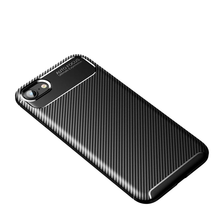 Carbon Fiber TPU Soft Cell Phone Case for iPhone SE (2020)/SE (2022)/8/7 - Black - 1