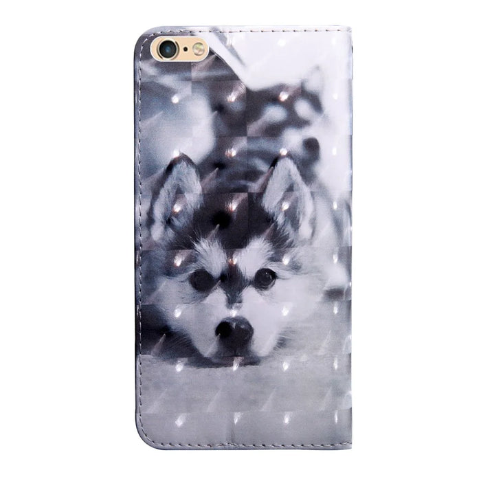 Light Spot Decor Pattern Printing Leather Phone Case for Apple iPhone SE (2022)/SE (2020)/8/7 4.7 inch - Grey Wolf - 3