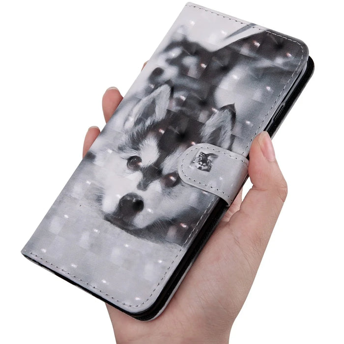 Light Spot Decor Pattern Printing Leather Phone Case for Apple iPhone SE (2022)/SE (2020)/8/7 4.7 inch - Grey Wolf - 6