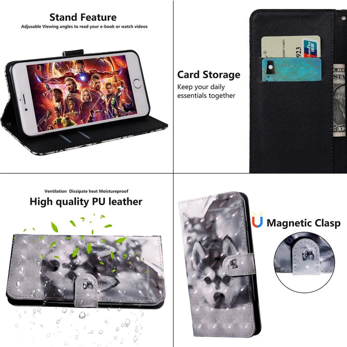 Light Spot Decor Pattern Printing Leather Phone Case for Apple iPhone SE (2022)/SE (2020)/8/7 4.7 inch - Grey Wolf - 7