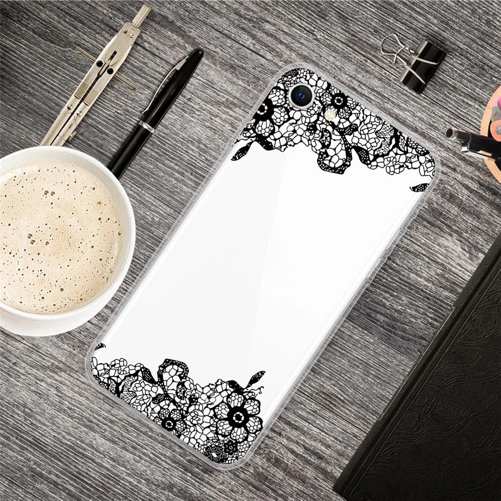 Pattern Printing TPU Soft Phone Cover for iPhone SE (2022)/SE (2020)/8/7 4.7 inch - Lace Flower - 5