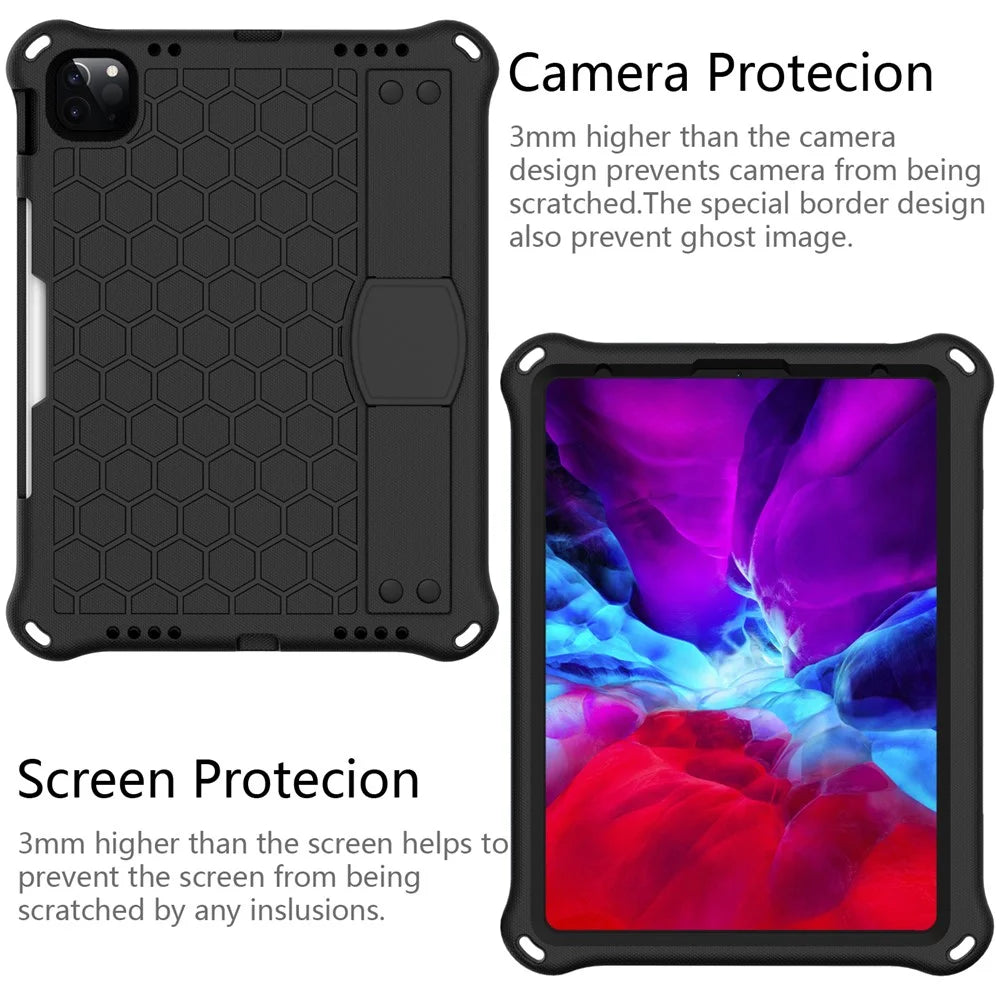 For iPad Pro 11-inch (2022) / (2021) / (2020) / (2018) Honeycomb Texture EVA Tablet Hybrid Tablet Case - Black - 2