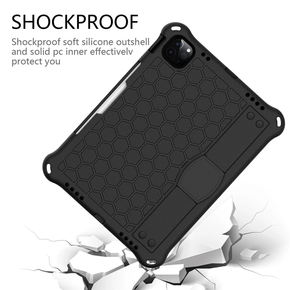 For iPad Pro 11-inch (2022) / (2021) / (2020) / (2018) Honeycomb Texture EVA Tablet Hybrid Tablet Case - Black - 3
