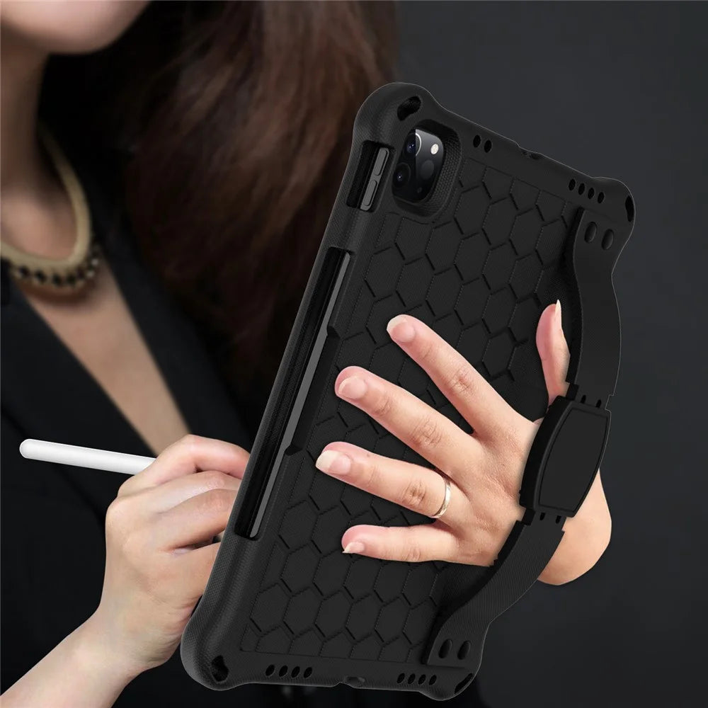 For iPad Pro 11-inch (2022) / (2021) / (2020) / (2018) Honeycomb Texture EVA Tablet Hybrid Tablet Case - Black - 4