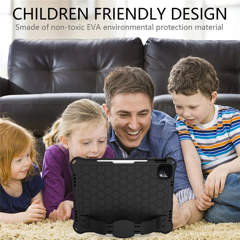 For iPad Pro 11-inch (2022) / (2021) / (2020) / (2018) Honeycomb Texture EVA Tablet Hybrid Tablet Case - Black - 5