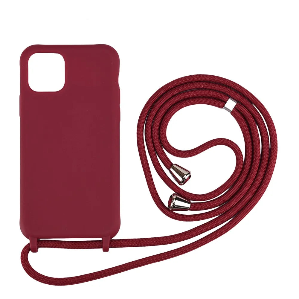Soft TPU Case Phone Case with Multi-function Strap for iPhone 11 6.1-inch Integral Molding Design - Red - 1