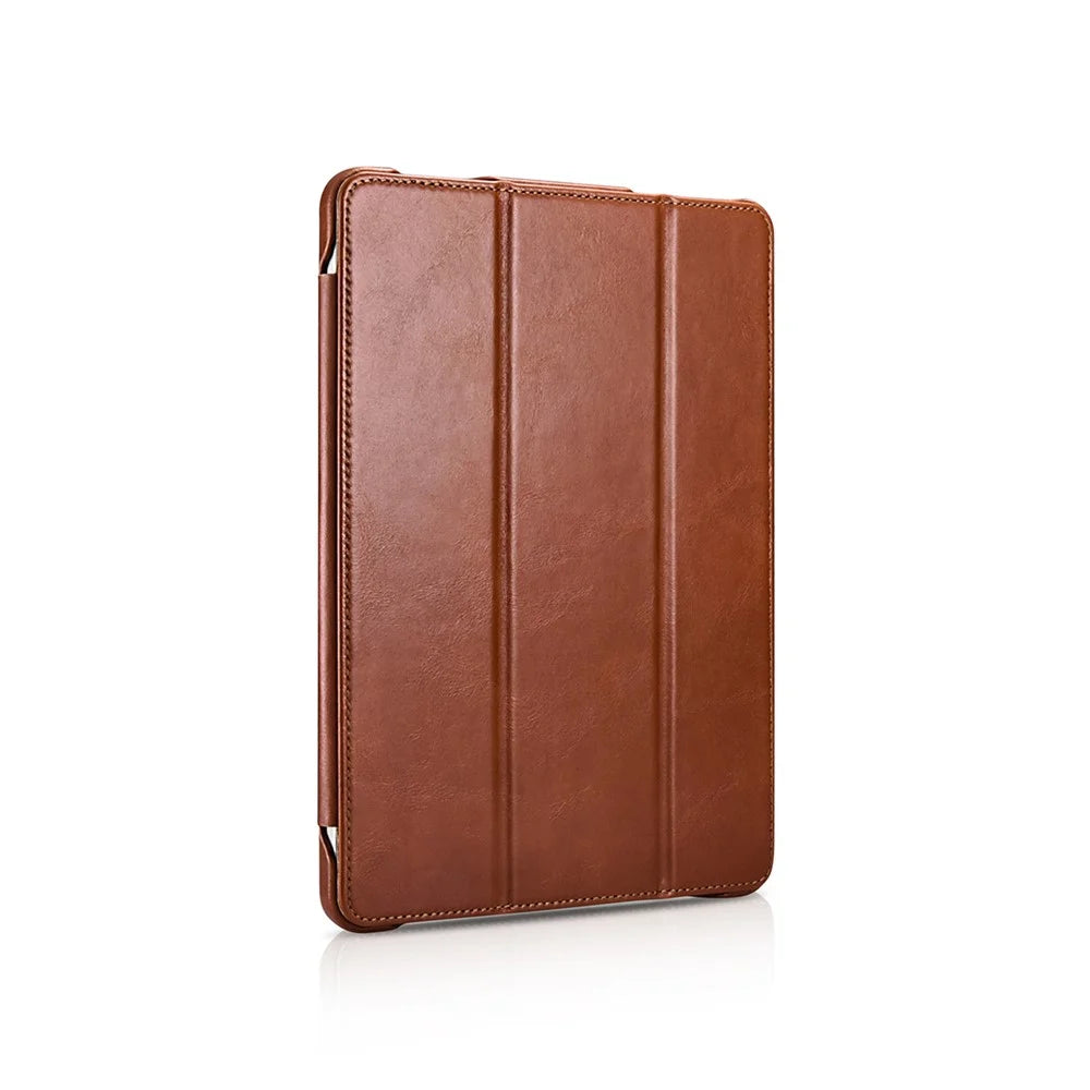 ICARER for iPad Air 11 (2026) / (2025) / (2024) / Pro 11-inch (2022) / (2021) / (2020) / (2018) Retro Tri-Fold Genuine Leather Smart Case Cover - Brown - 2