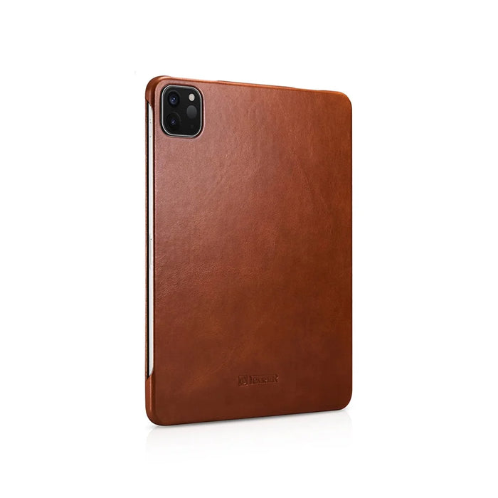 ICARER for iPad Air 11 (2026) / (2025) / (2024) / Pro 11-inch (2022) / (2021) / (2020) / (2018) Retro Tri-Fold Genuine Leather Smart Case Cover - Brown - 3