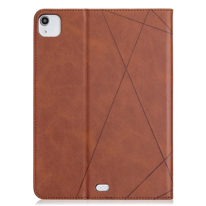 For iPad Pro 11-inch (2022) / (2021) / (2020) / (2018) Geometric Pattern Wake / Sleep Leather Stand Case - Brown - 3