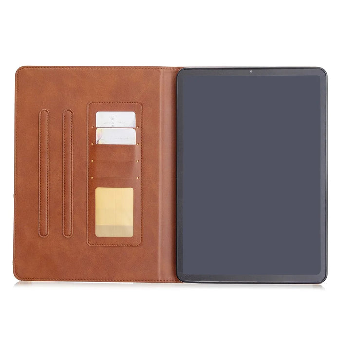 For iPad Pro 11-inch (2022) / (2021) / (2020) / (2018) Geometric Pattern Wake / Sleep Leather Stand Case - Brown - 4