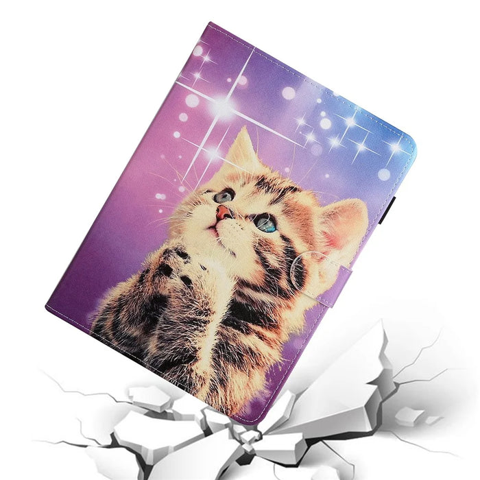 Pattern Printing PU Leather Card Holder Stand Tablet Cover for iPad 10.2 (2021)/(2020)/(2019) / iPad Air 10.5-inch (2019) - Cat - 6