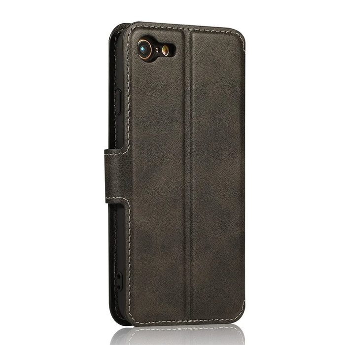 PU Leather + TPU Wallet Stand Phone Cover for iPhone SE (2020)/SE (2022)/8/7 - Black - 4