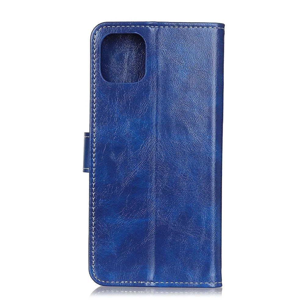 Crazy Horse Texture Wallet Stand Leather Phone Cover for iPhone 12 Pro Max 6.7 inch - Blue - 2