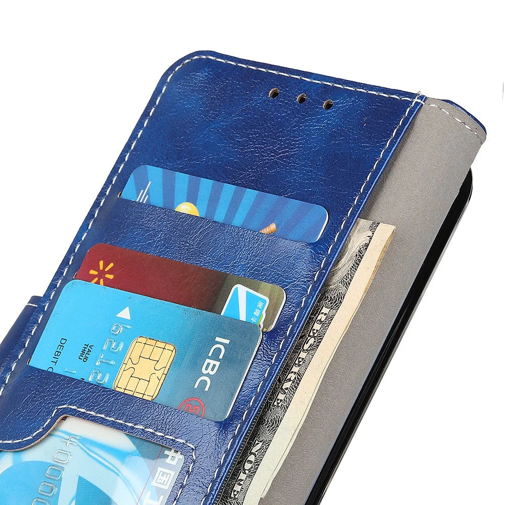 Crazy Horse Texture Wallet Stand Leather Phone Cover for iPhone 12 Pro Max 6.7 inch - Blue - 6