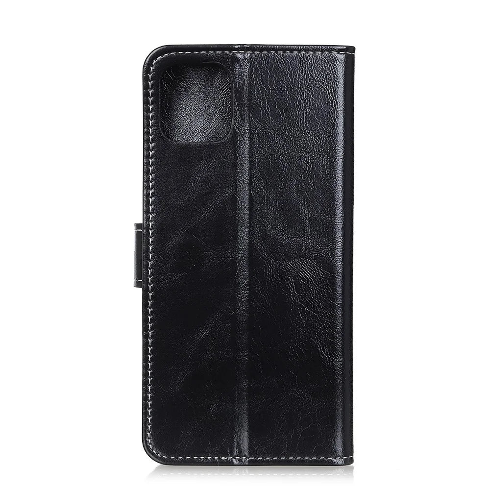 Crazy Horse Skin Leather Unique Case for iPhone 12 mini - Black - 2