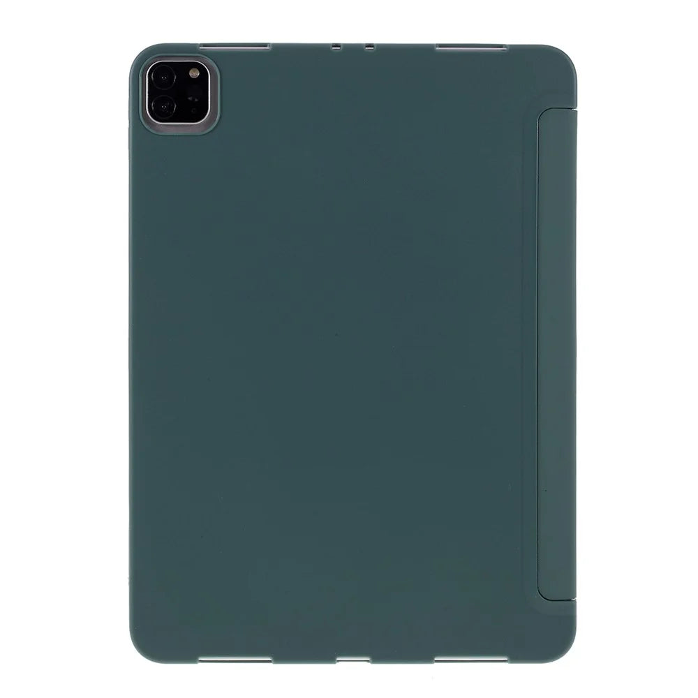 For iPad Pro 11-inch (2022) / (2021) / (2020) / (2018) Tri-fold PU Leather + TPU Tablet Phone Shell - Dark Green - 3