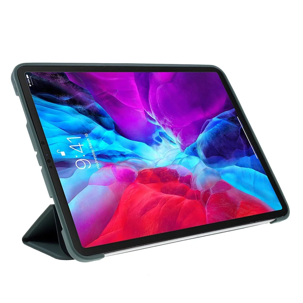 For iPad Pro 11-inch (2022) / (2021) / (2020) / (2018) Tri-fold PU Leather + TPU Tablet Phone Shell - Dark Green - 5