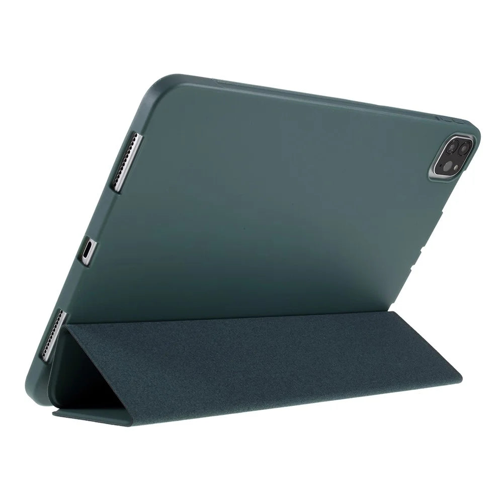 For iPad Pro 11-inch (2022) / (2021) / (2020) / (2018) Tri-fold PU Leather + TPU Tablet Phone Shell - Dark Green - 6