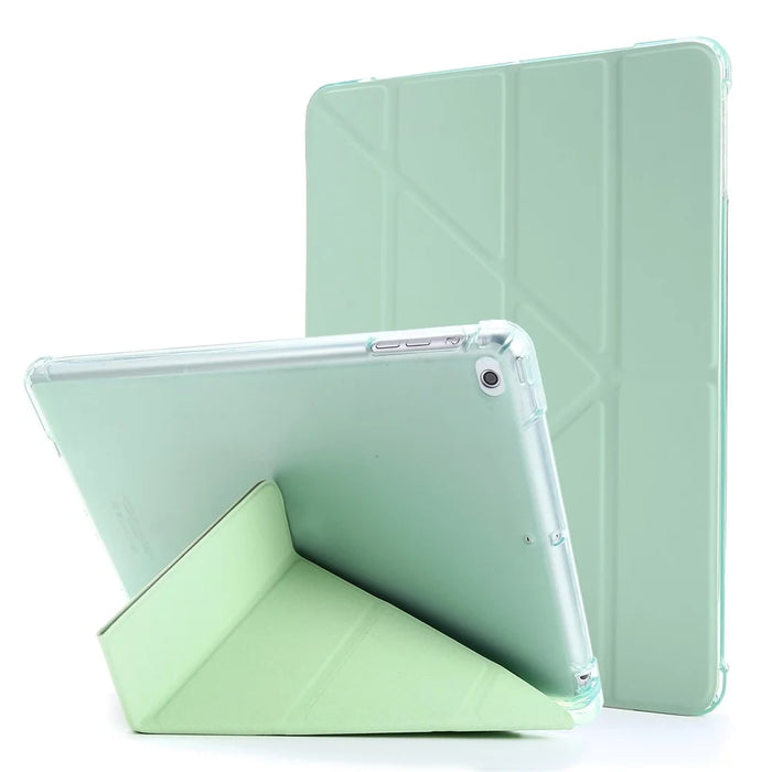 Deformable Stand Leather Smart Tablet Case for iPad 9.7-inch (2018) - Light Green - 1