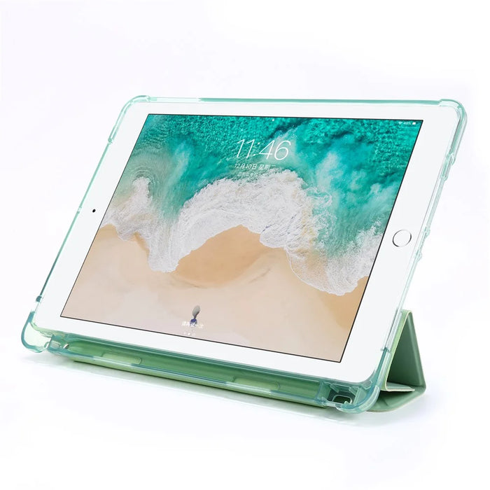 Deformable Stand Leather Smart Tablet Case for iPad 9.7-inch (2018) - Light Green - 5