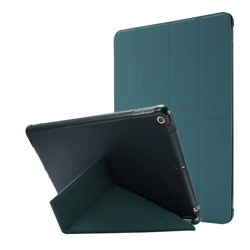 Deformable Stand Leather Smart Tablet Shell for iPad 10.2 (2021)/(2020)/(2019) - Dark Green - 1