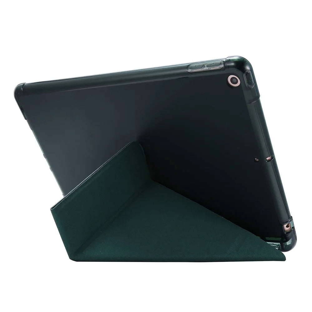 Deformable Stand Leather Smart Tablet Shell for iPad 10.2 (2021)/(2020)/(2019) - Dark Green - 3