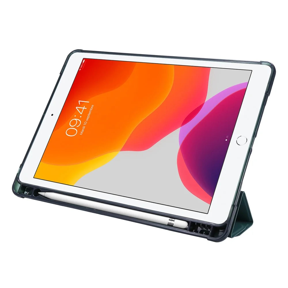 Deformable Stand Leather Smart Tablet Shell for iPad 10.2 (2021)/(2020)/(2019) - Dark Green - 5