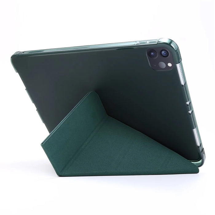 Deformable Stand Leather Smart Tablet Protective Case for iPad Pro 12.9 (2022) / (2021) / (2020) / (2018) - Dark Green - 3