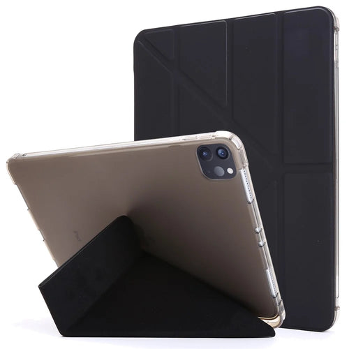 For iPad Pro 11-inch (2022) / (2021) / (2020) / (2018) Deformable Stand Leather Smart Tablet Cover Case - Black - 1