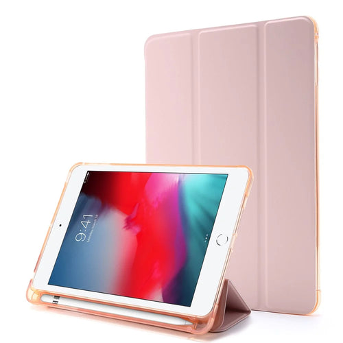 Tri-fold Stand Leather Tablet Shell with Pen Slot for iPad mini (2019) 7.9 inch/iPad mini 4/3/2/1 - Pink - 1