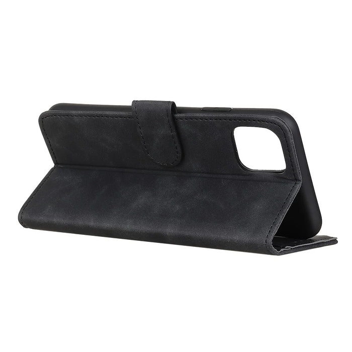 KHAZNEH Retro Leather Wallet Mobile Phone Shell for iPhone 12 Pro/12 - Black - 3