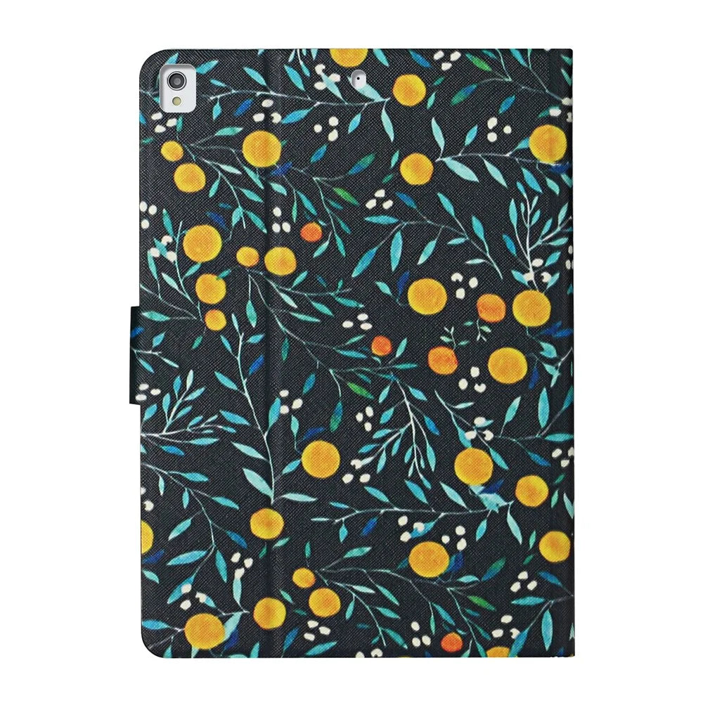 Flower Pattern Printing Card Holder Stand Tablet Cover Case for iPad 10.2 (2021)/(2020)/(2019)/Pro 10.5-inch (2017)/Air 10.5 inch (2019) - Orange - 3
