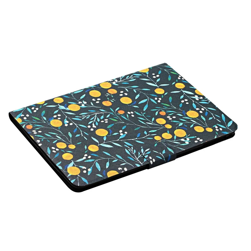 Flower Pattern Printing Card Holder Stand Tablet Cover Case for iPad 10.2 (2021)/(2020)/(2019)/Pro 10.5-inch (2017)/Air 10.5 inch (2019) - Orange - 4
