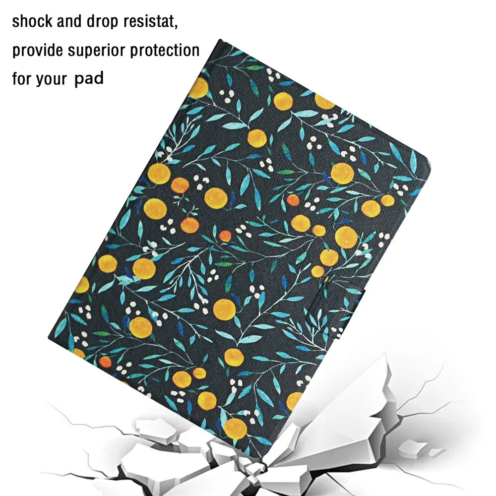 Flower Pattern Printing Card Holder Stand Tablet Cover Case for iPad 10.2 (2021)/(2020)/(2019)/Pro 10.5-inch (2017)/Air 10.5 inch (2019) - Orange - 5