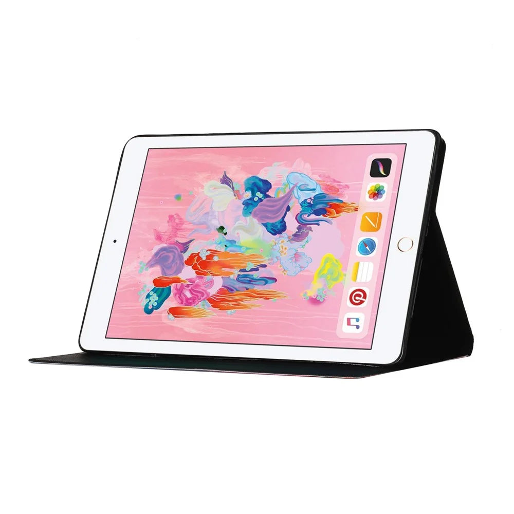 Flower Pattern Printing Card Holder Stand Tablet Cover Case for iPad 10.2 (2021)/(2020)/(2019)/Pro 10.5-inch (2017)/Air 10.5 inch (2019) - Orange - 6