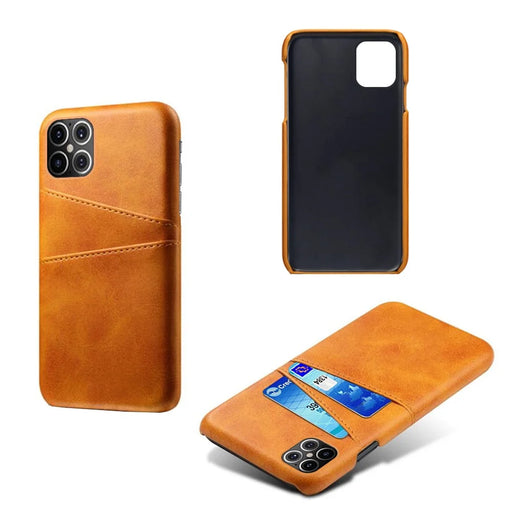 PU Leather Coated PC Shell with Double Card Slots for iPhone 12 Pro Max 6.7 inch - Orange - 2