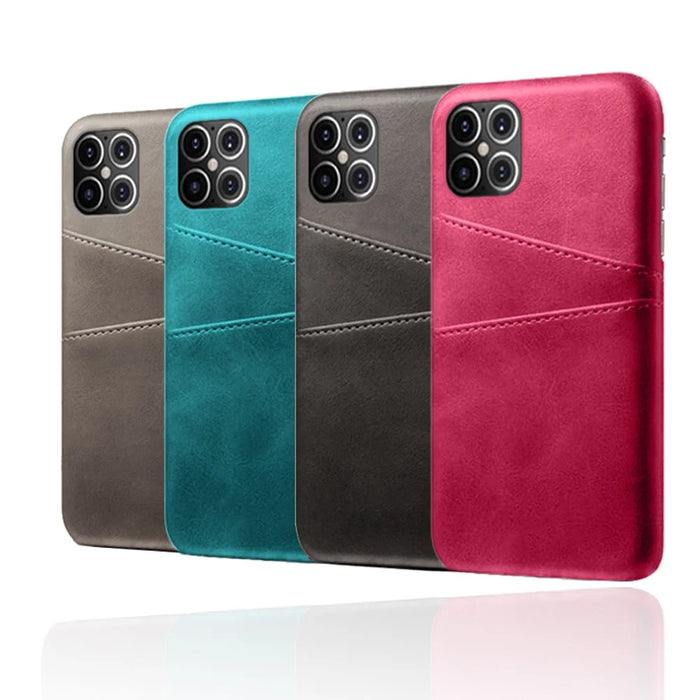 PU Leather Coated PC Shell with Double Card Slots for iPhone 12 Pro Max 6.7 inch - Orange - 6